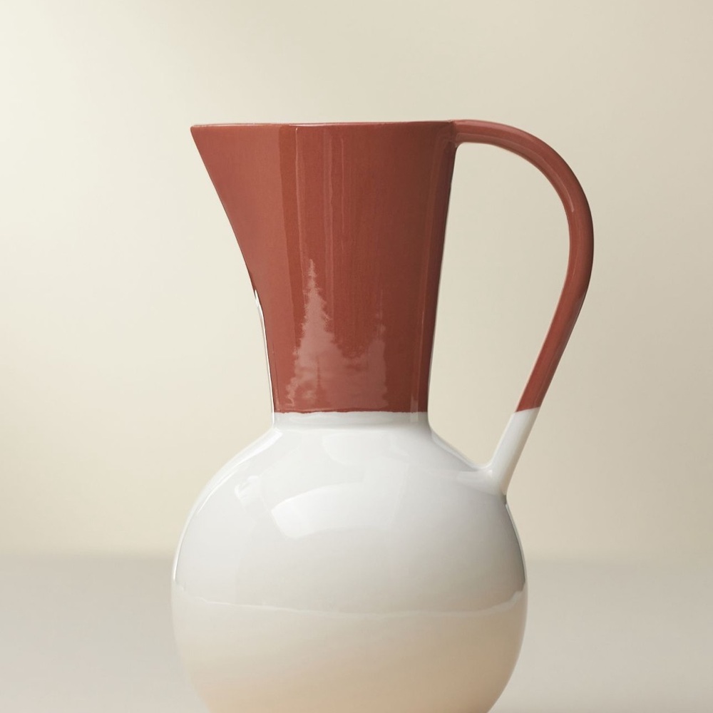 Anthro Amaya Pitcher / Vase NWT Portuguese Pottery -Beautifully Glazed Neutral - Picture 4 of 13